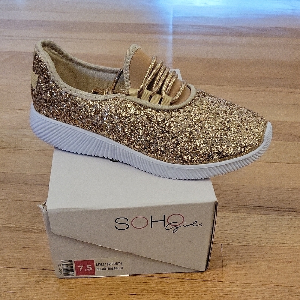 Soho Girls Gold Glitter Athletic Shoes